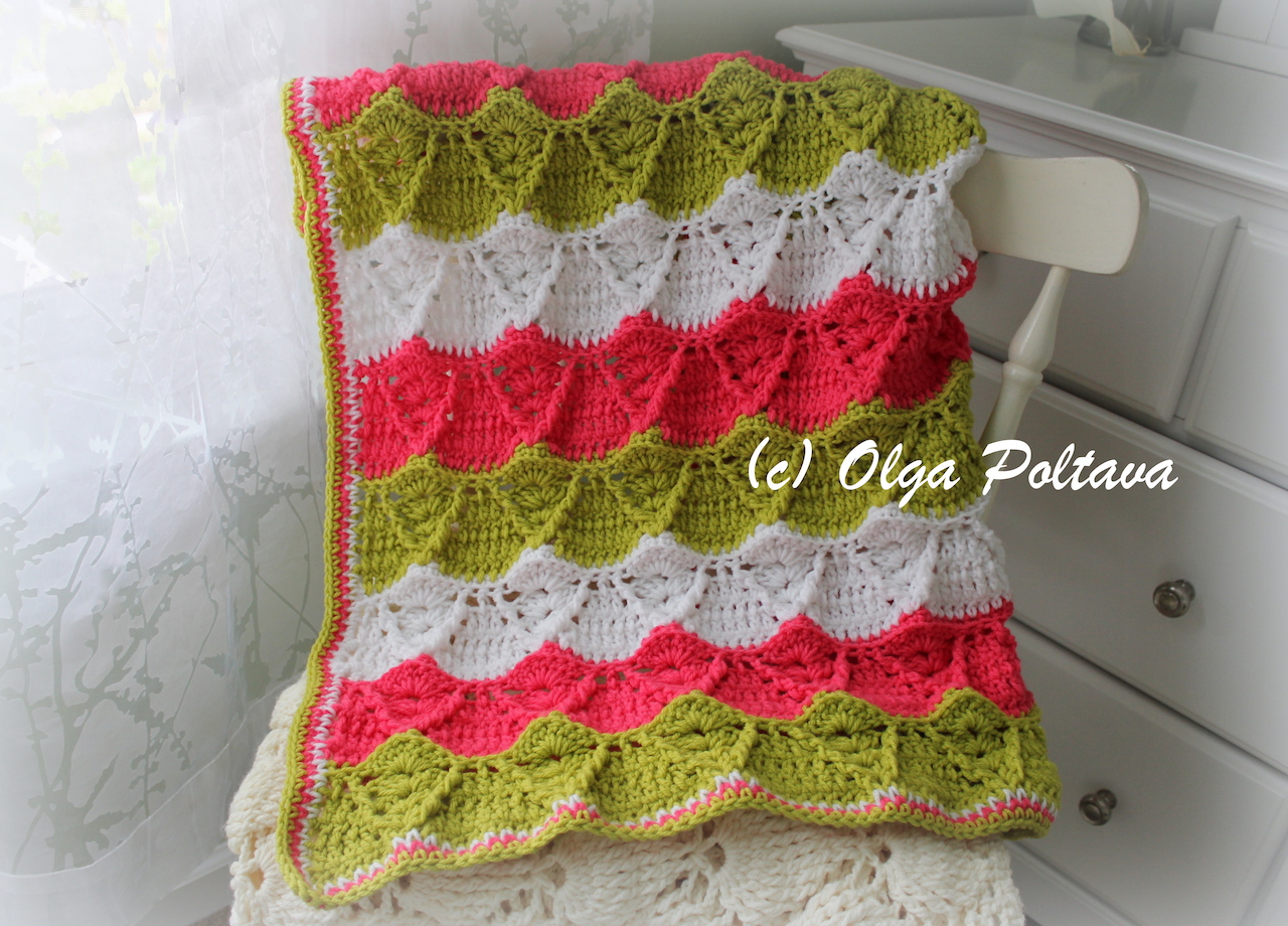 Lacy Crochet Spring Stripes Afghan Blanket Impeccable Yarn by